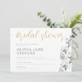 白スタイリッシュ蘭の書道ブライダルシャワー 招待状 (スタンド正面)