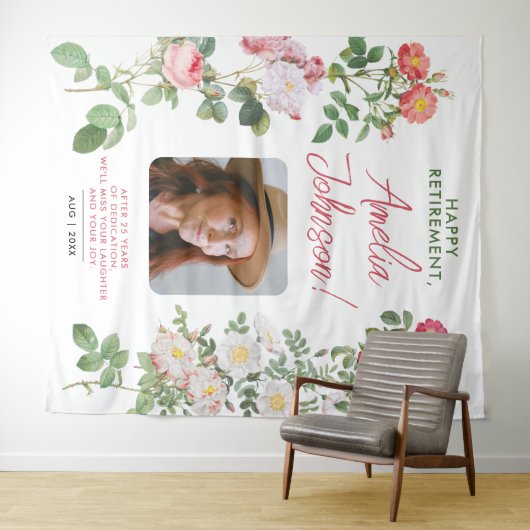 白スタイリッシュ赤のリタイア悔やみや弔慰フローラ写真 タペストリー (インサイチュ(横))