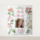 白スタイリッシュ赤のリタイア悔やみや弔慰フローラ写真 タペストリー (正面)