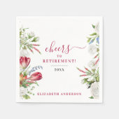 白スタイリッシュ赤フェミニンフローラ応援引退 スタンダードカクテルナプキン (正面)