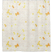 白スタイリッシュ金ゴールドハニカム シャワーカーテン (正面)