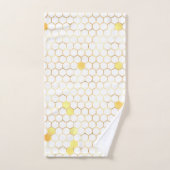 白スタイリッシュ金ゴールドハニカム バスタオルセット (ハンドタオル)