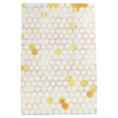 白スタイリッシュ金ゴールドハニカム ミディアムペーパーバッグ (裏面)