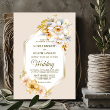 白スタイリッシュ金ゴールドフローラジオメト結婚リ