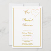 白スタイリッシュ金ゴールド旅行ブライダルシャワー 招待状 (正面)