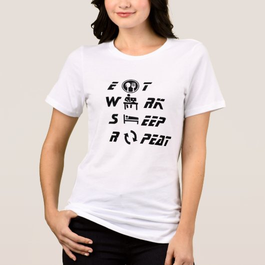白スタイリッシュ食べ就寝リピーター トライブレンドTシャツ (正面)