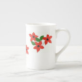 白スタイリッシュ骨中国マグレッドフローラデザイン ボーンチャイナマグカップ (右)