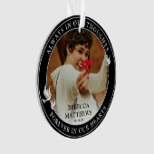 白スタイリッシュ鳩フォトメモリアル オーナメント (正面)