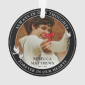 白スタイリッシュ鳩フォトメモリアル オーナメント (裏面)