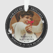 白スタイリッシュ鳩フォトメモリアル オーナメント (正面)