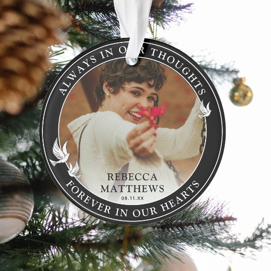 白スタイリッシュ鳩フォトメモリアル オーナメント