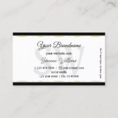 白スタイリッシュ黒とモノグラムストライプ付き金ゴールド 名刺 (裏面)