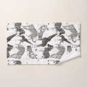 白スタイリッシュ黒のジャングル動物のパターン バスタオルセット (ハンドタオル)