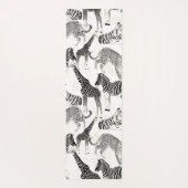 白スタイリッシュ黒のジャングル動物のパターン ヨガマット (裏面)