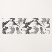 白スタイリッシュ黒のジャングル動物のパターン ヨガマット (正面(横))