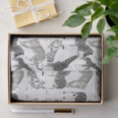 白スタイリッシュ黒のジャングル動物のパターン 薄葉紙 (ギフト)