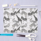 白スタイリッシュ黒のジャングル動物のパターン 薄葉紙 (クラフト)