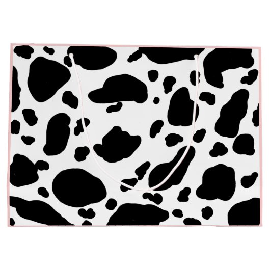 白スタイリッシュ黒のプリントパター淡い色のン ラージペーパーバッグ (裏面)