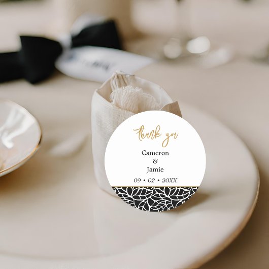 白スタイリッシュ黒の紅葉 ラウンドシール