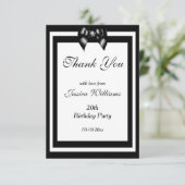 白スタイリッシュ黒の誕生日パーティー サンキューカード (スタンド正面)