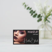 白スタイリッシュ黒グレー薄い写縁ど真画像 名刺 (スタンド正面)