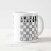 白スタイリッシュ黒チェスセット ジャンボコーヒーマグカップ (正面右)