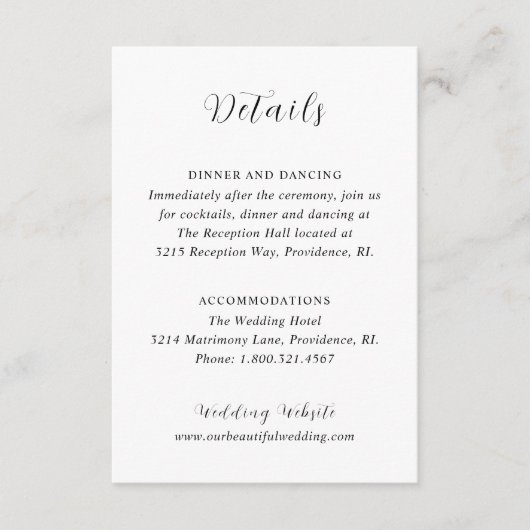 白スタイリッシュ黒モダン結婚の エンクロージャーカード (正面)