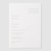 白スタイリッシュ黒モダン結婚の ベラム紙招待状 (正面)