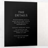 白スタイリッシュ黒モダン結婚の 三つ折り招待状 (内部最初)