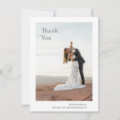 白スタイリッシュ黒写真モダン結婚の サンキューカード (正面)