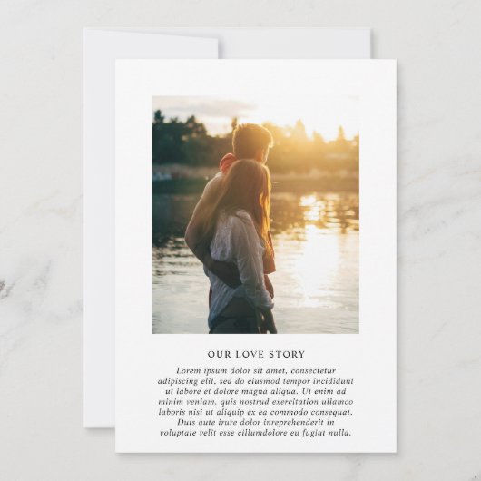 白スタイリッシュ黒写真モダン結婚の 招待状 (裏面)