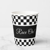白スタイリッシュ黒市松模様に 紙コップ (正面)
