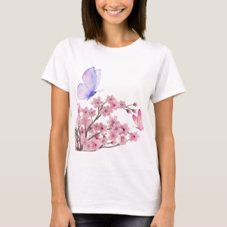 白スタイリッシュTシャツ(さくらんぼの花とお尻) Tシャツ