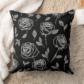 白スタイル化バラオン黒 クッション (ブランケット)