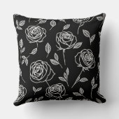 白スタイル化バラオン黒 クッション (裏面)