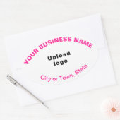 白ステッカーのビジネス楕円パターンピンク文字 楕円形シール (封筒)