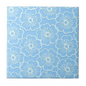 白ステンシルハイビスカスフローラ タイル (正面)