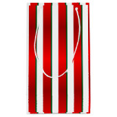 白ストライプと緑と赤のクリスマス スモールペーパーバッグ (裏面)