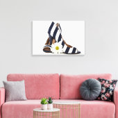 白ストライプのハイヒールデイジー キャンバスプリント (インサイチュ (リビング))