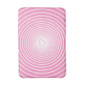 白ストライプのピンクバスマットとハートのカラー バスマット (正面縦)