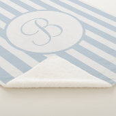 白ストライプのモノグラムの青い霧 シェルパブランケット (3/4)