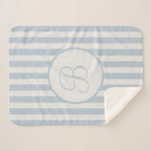 白ストライプのモノグラムの青い霧 シェルパブランケット (正面(横))