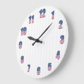 白ストライプの数カラフル字 ラージ壁時計 (傾斜)