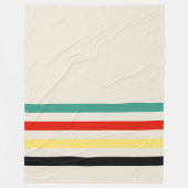 白ストライプの緑の赤黒い黄色を振り払う フリースブランケット (正面)