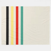 白ストライプの緑の赤黒い黄色を振り払う フリースブランケット (正面(横))