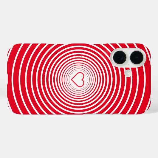 白ストライプの赤iPhoneケース(ハート付) Case-Mate iPhoneケース (裏面 (横))