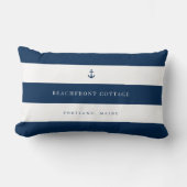 白ストライプ色とカスタムいかりの背景色 ランバークッション (正面)