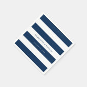 白ストライプ色と編集可航海の能結婚色 スタンダードカクテルナプキン (角)