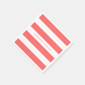 白ストライプ色と編集可航海の能結婚色 スタンダードカクテルナプキン (角)