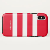 白ストライプ色変換可能な赤い背景ケース Case-Mate iPhoneケース (裏面(横))